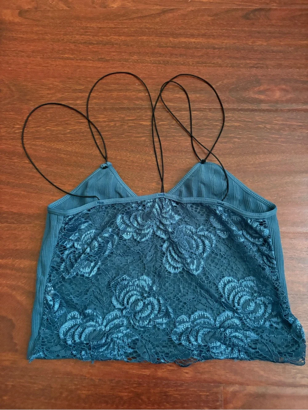 Full Tilt Teal Ribbed Lace Top